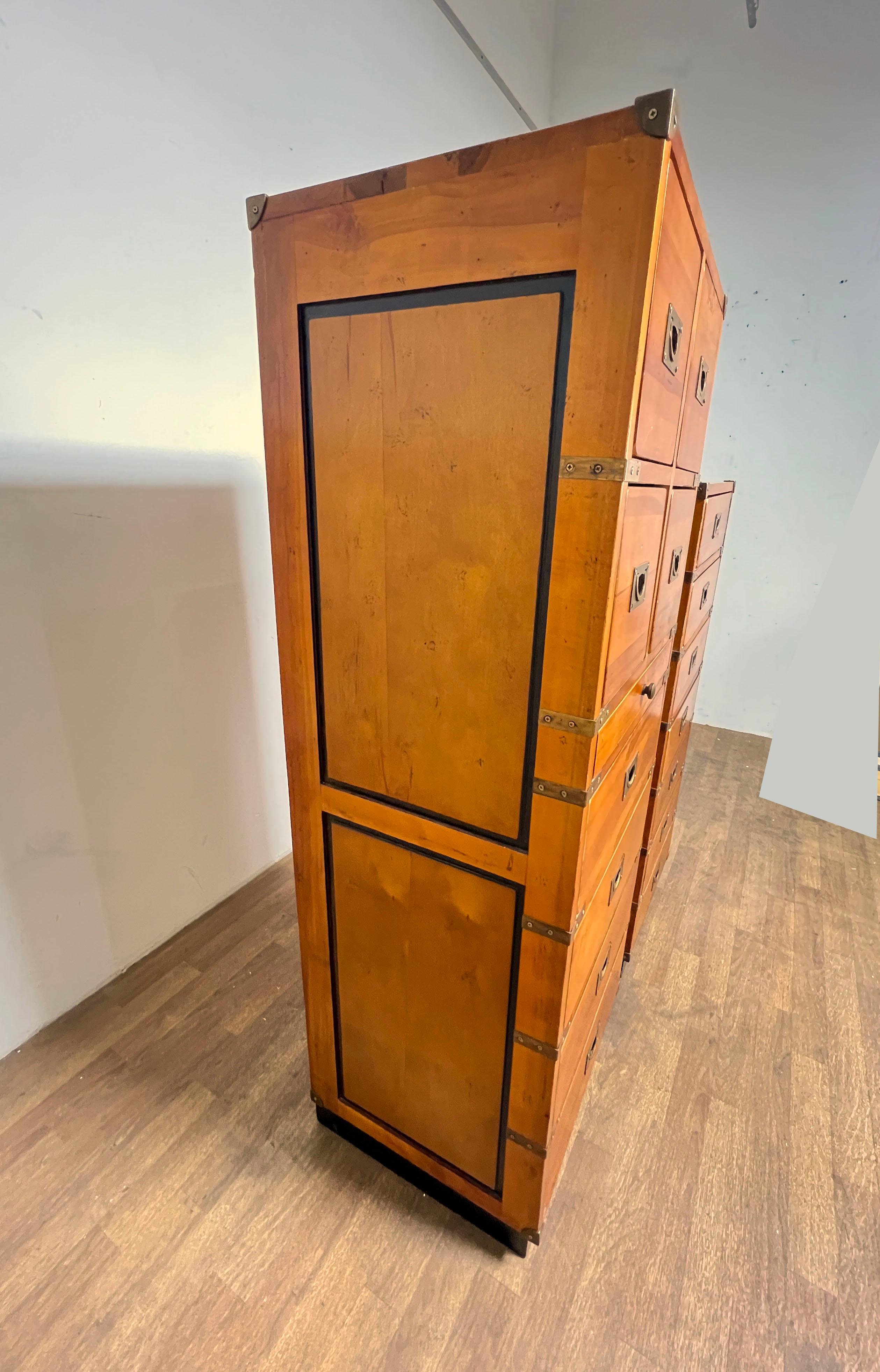 Pair of French Campaign Style Tall Chests Circa 1970s For Sale 5