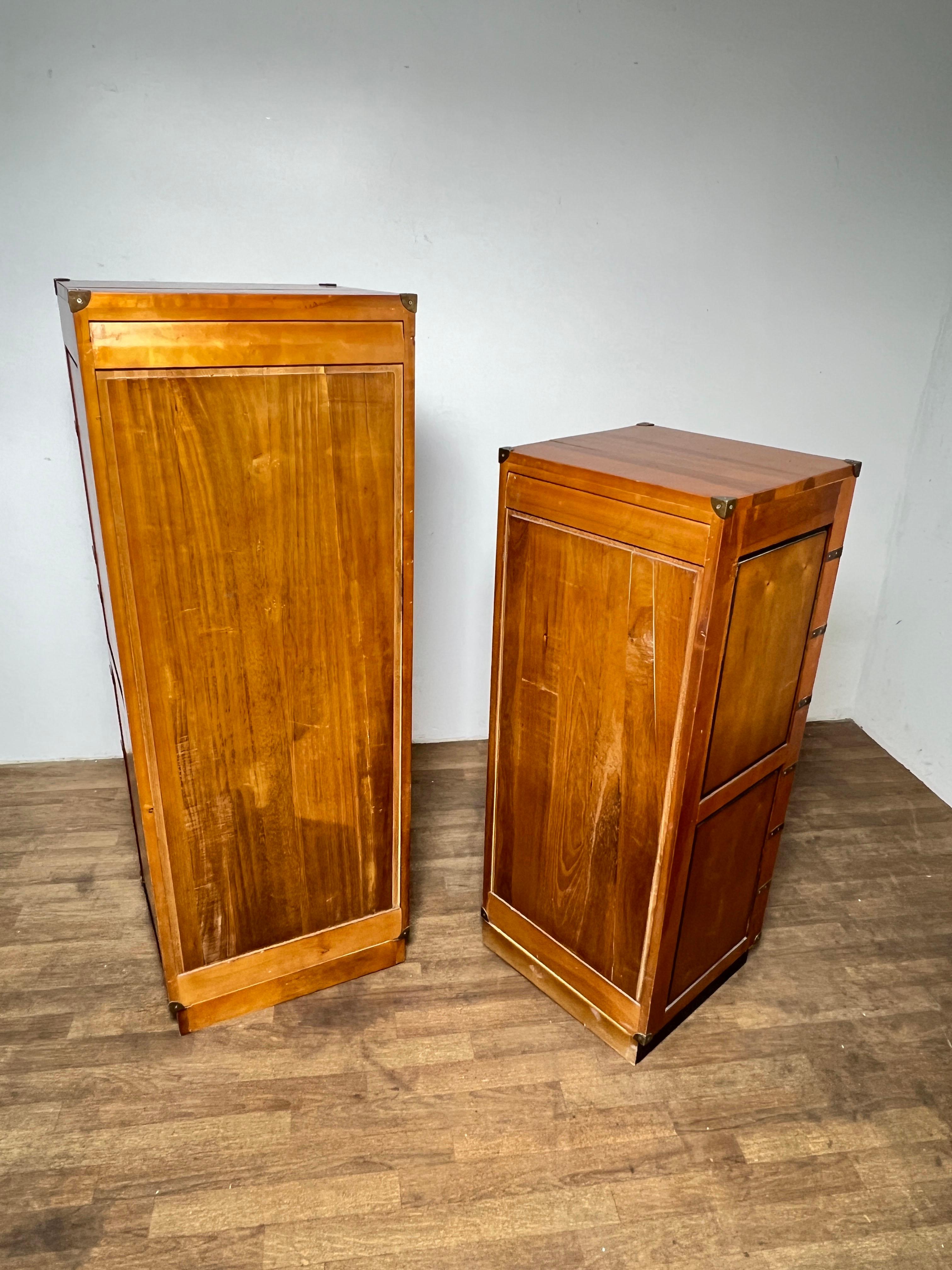 Pair of French Campaign Style Tall Chests Circa 1970s For Sale 6