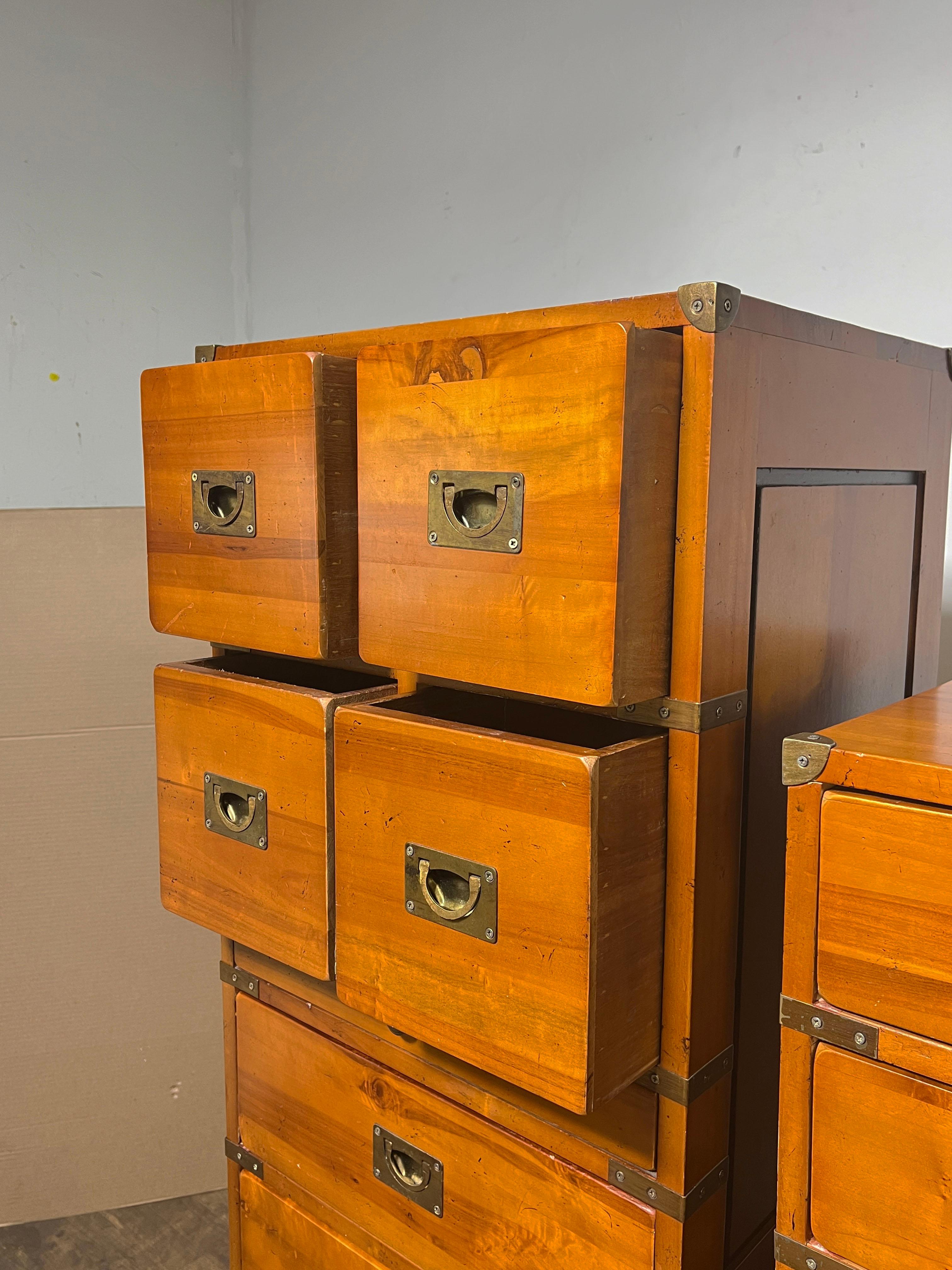 Pair of French Campaign Style Tall Chests Circa 1970s For Sale 2