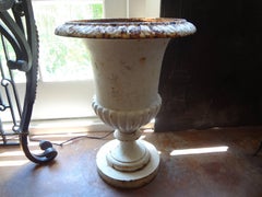 Pair of French Campana Style Iron Garden Urns, circa 1920