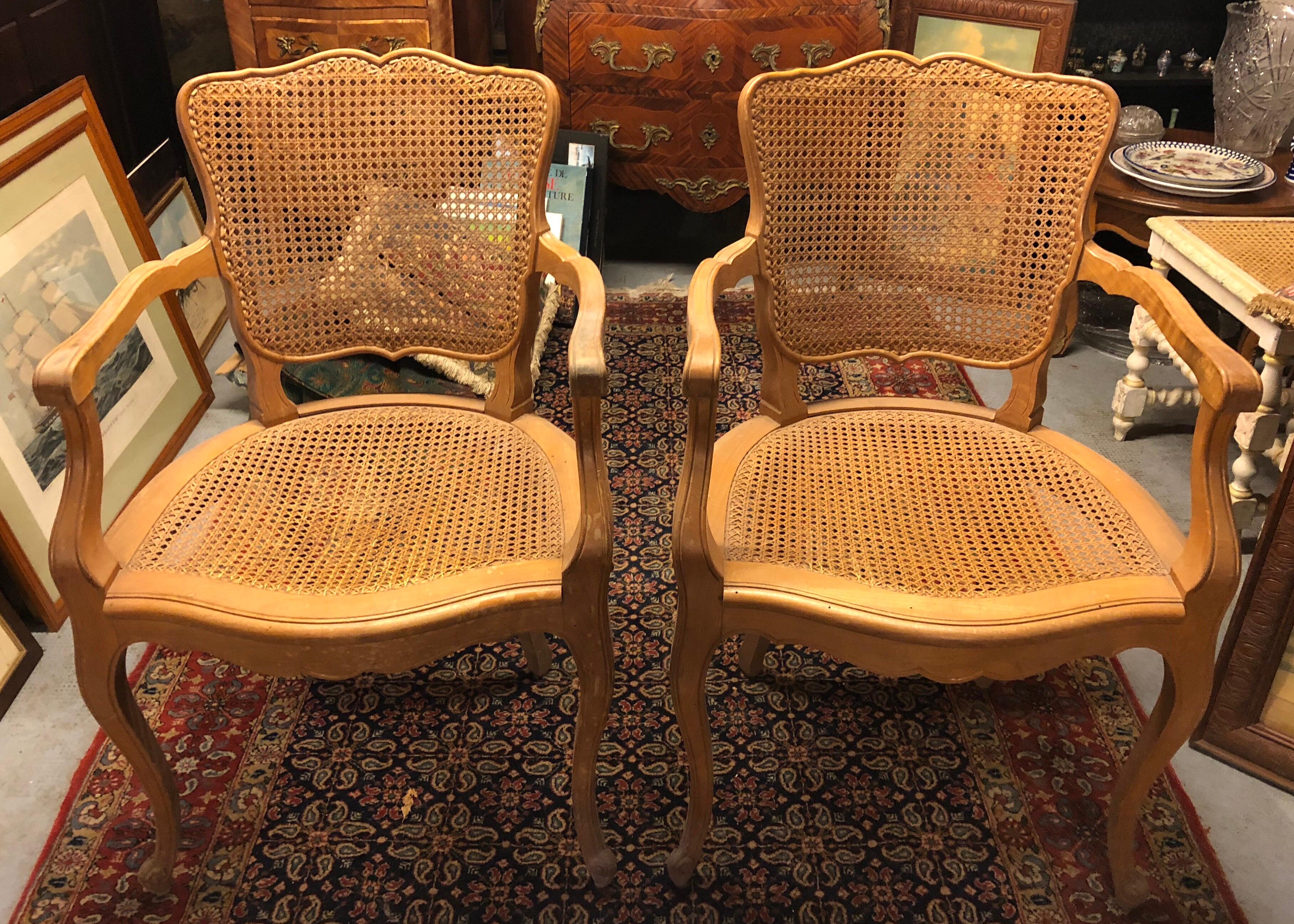 Pair of French Cane Armchairs In Excellent Condition In Sofia, BG