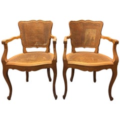 Pair of French Cane Armchairs