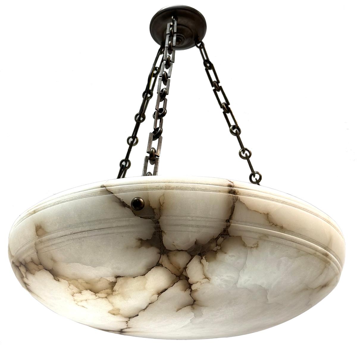 Set of French Carved Alabaster Fixtures. Sold Individually. In Good Condition For Sale In New York, NY