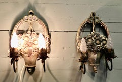 Pair of French Carved Flower Basket Wall Lights This is a very attractive