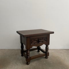 Pair of French Carved Oak End Tables