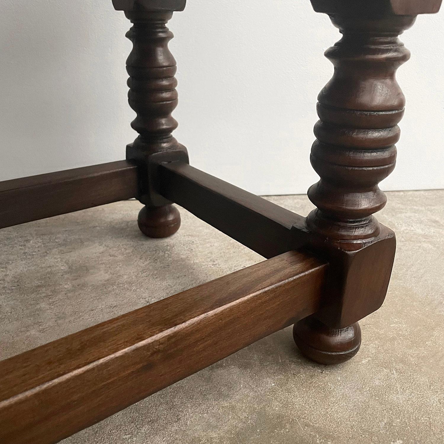 Wood Pair of French Carved Oak End Tables  For Sale