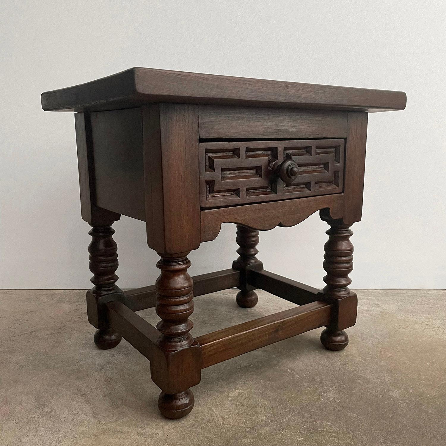 Pair of French Carved Oak End Tables  For Sale 1