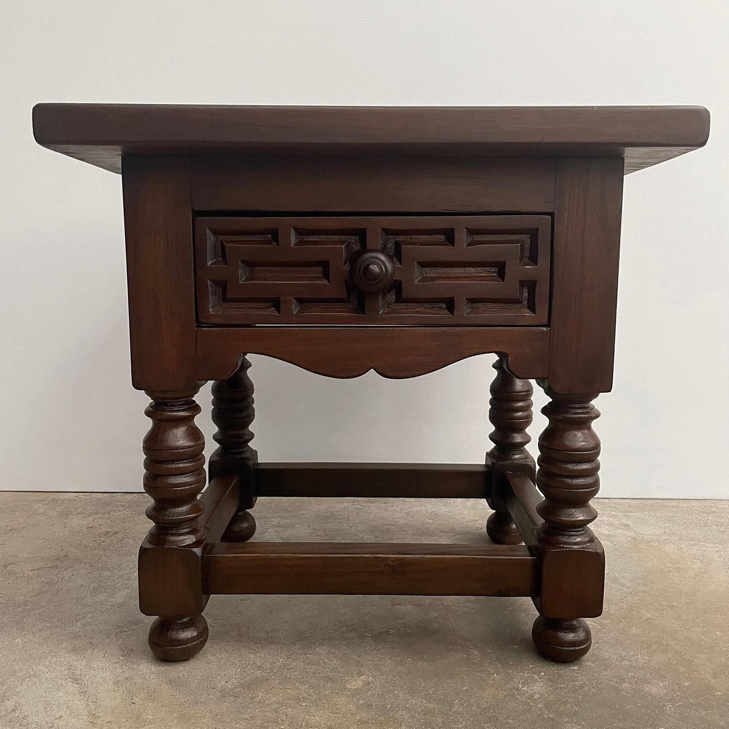 Pair of French Carved Oak End Tables  For Sale 4