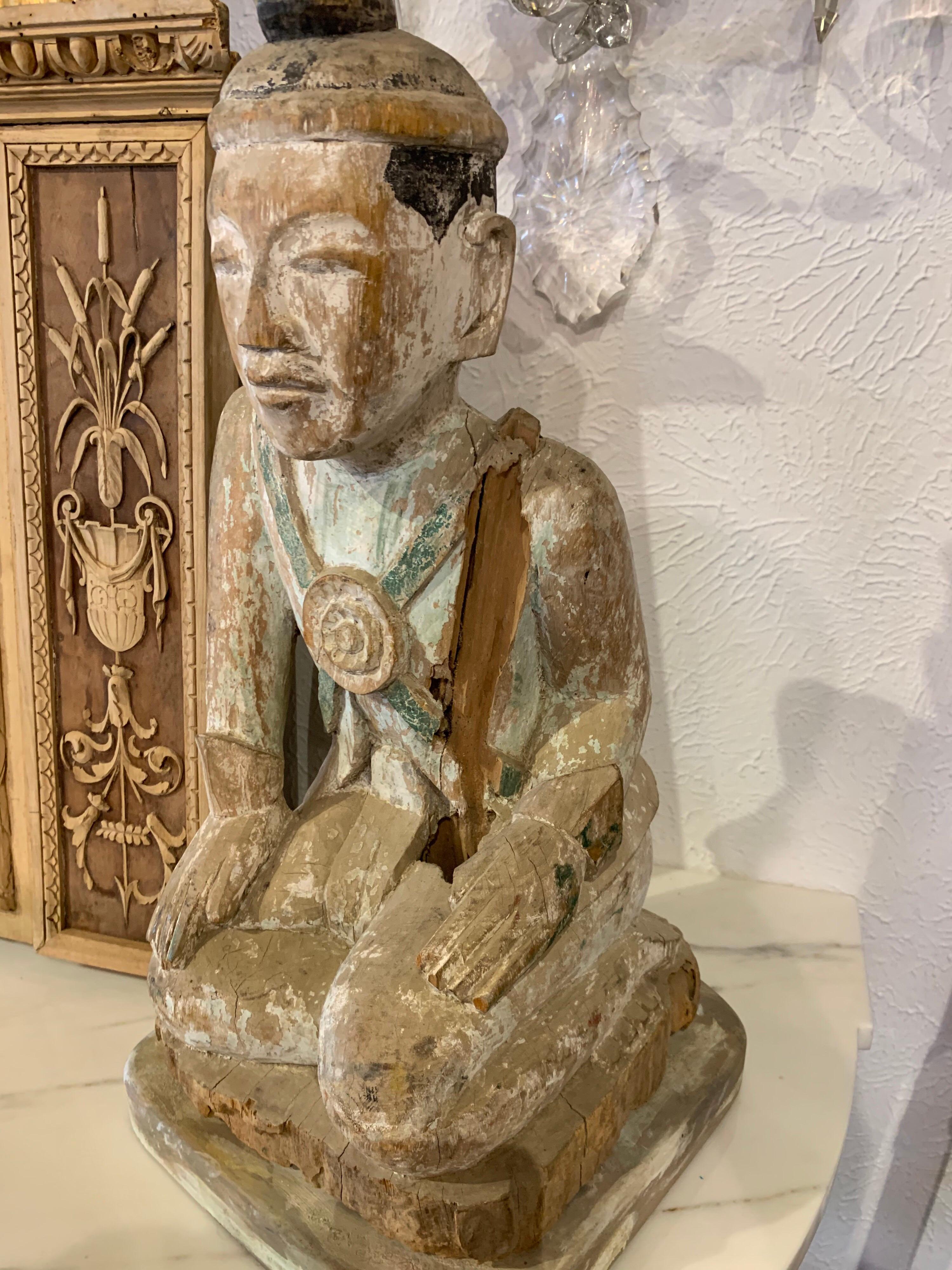 Pair of French Carved Painted Oriental Figures In Good Condition In Dallas, TX