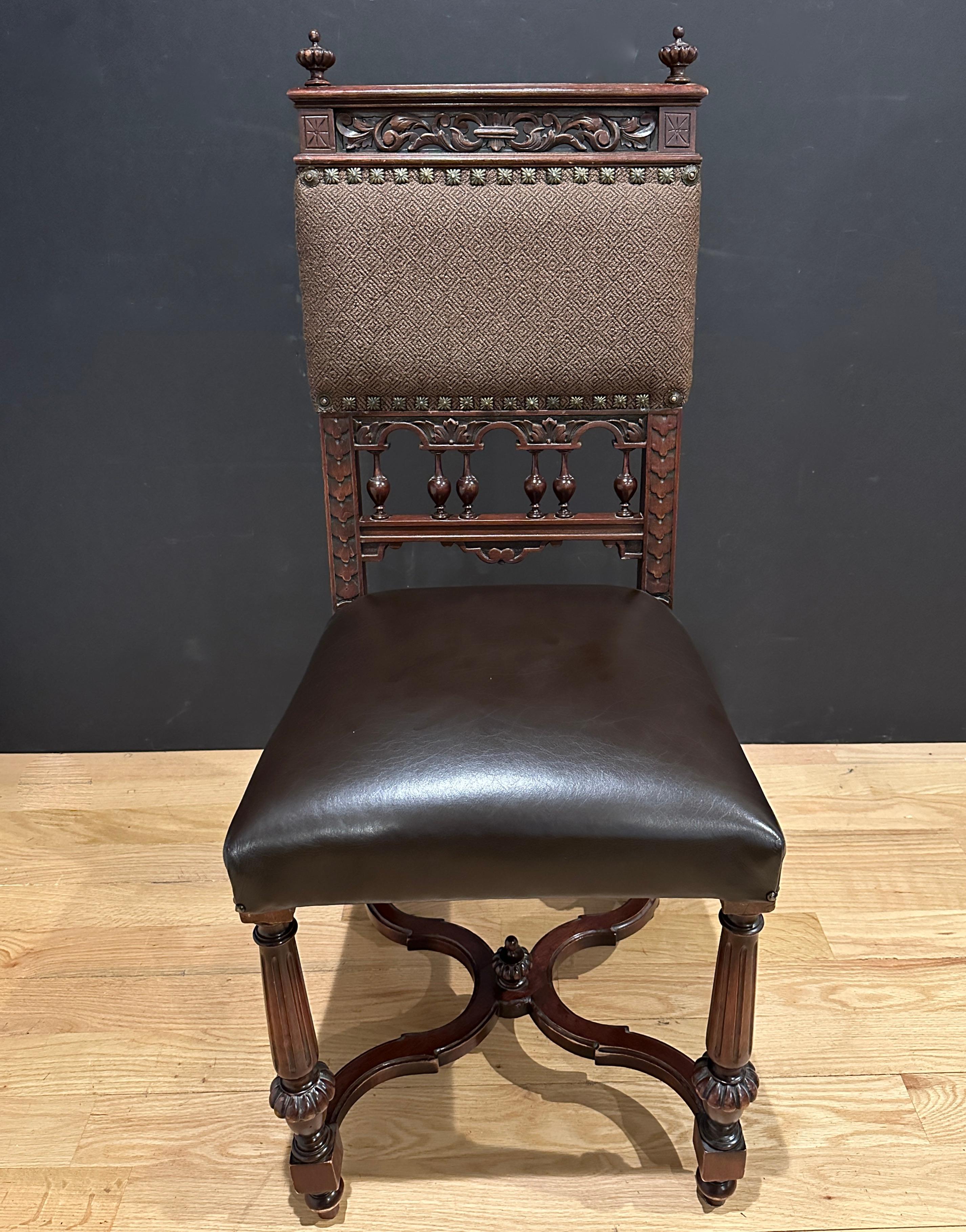 Renaissance Revival Pair Of French Carved Side Chairs For Sale