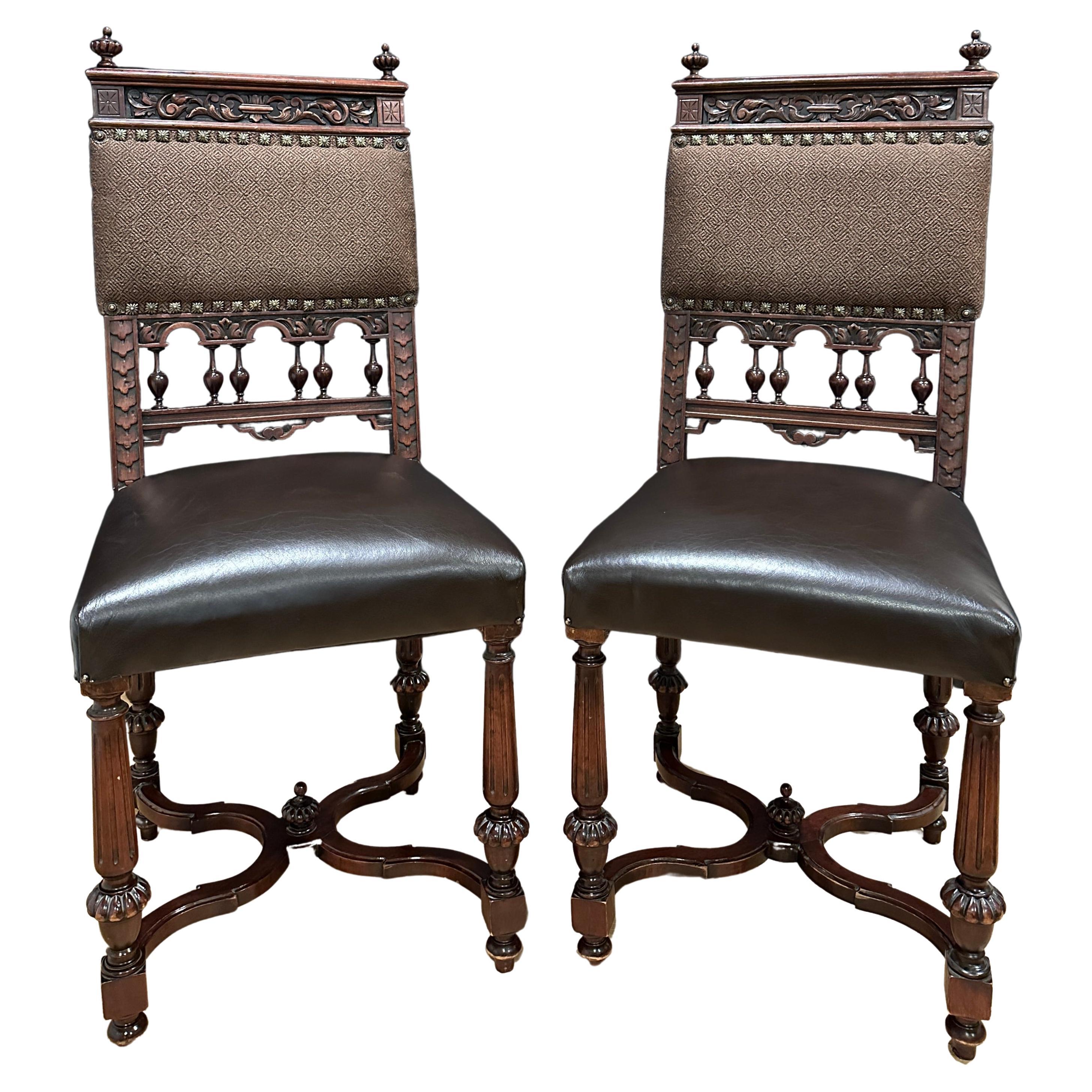 Pair Of French Carved Side Chairs For Sale
