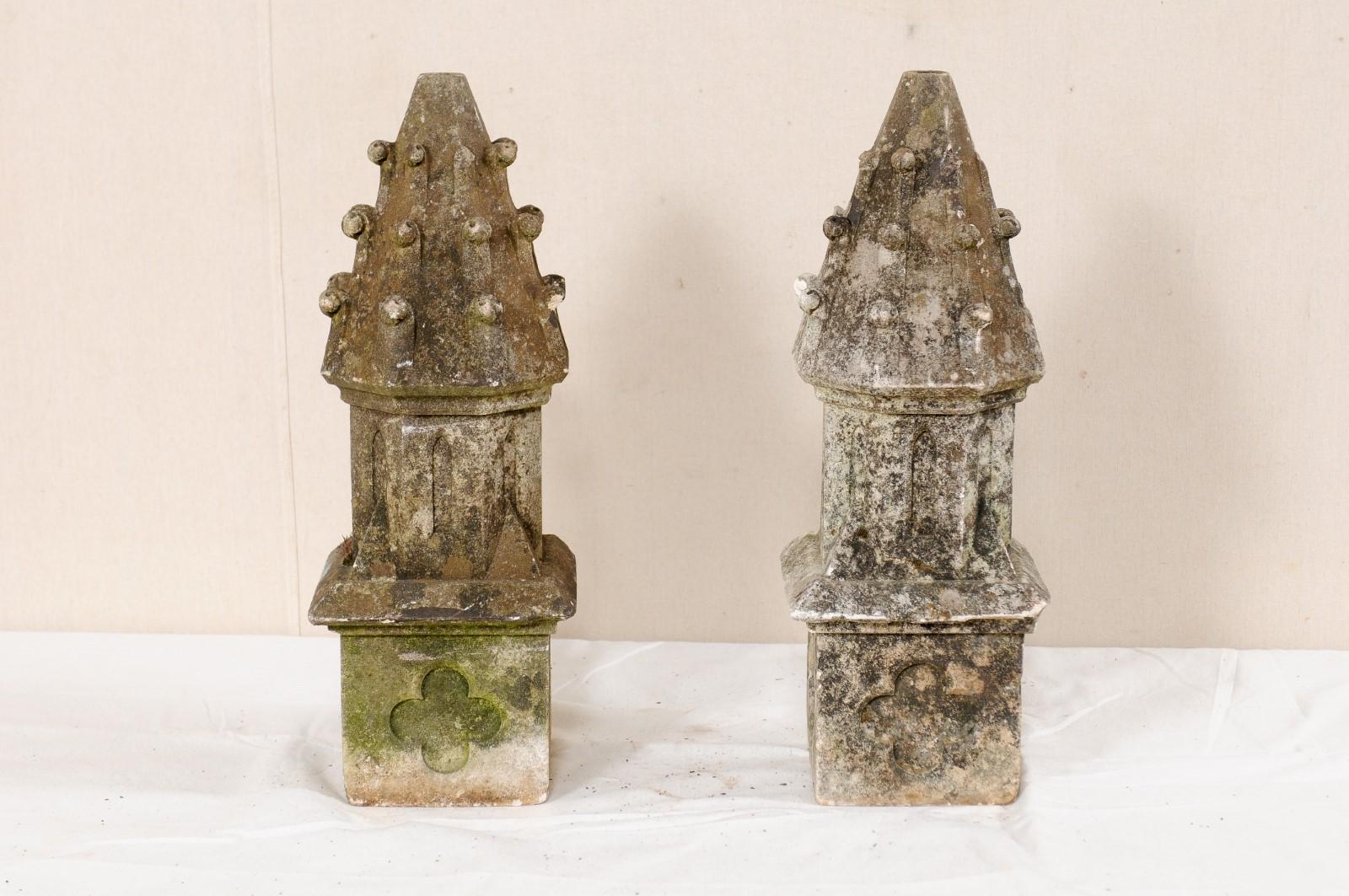 Pair of French Carved-Stone Finials Garden Fragments 2