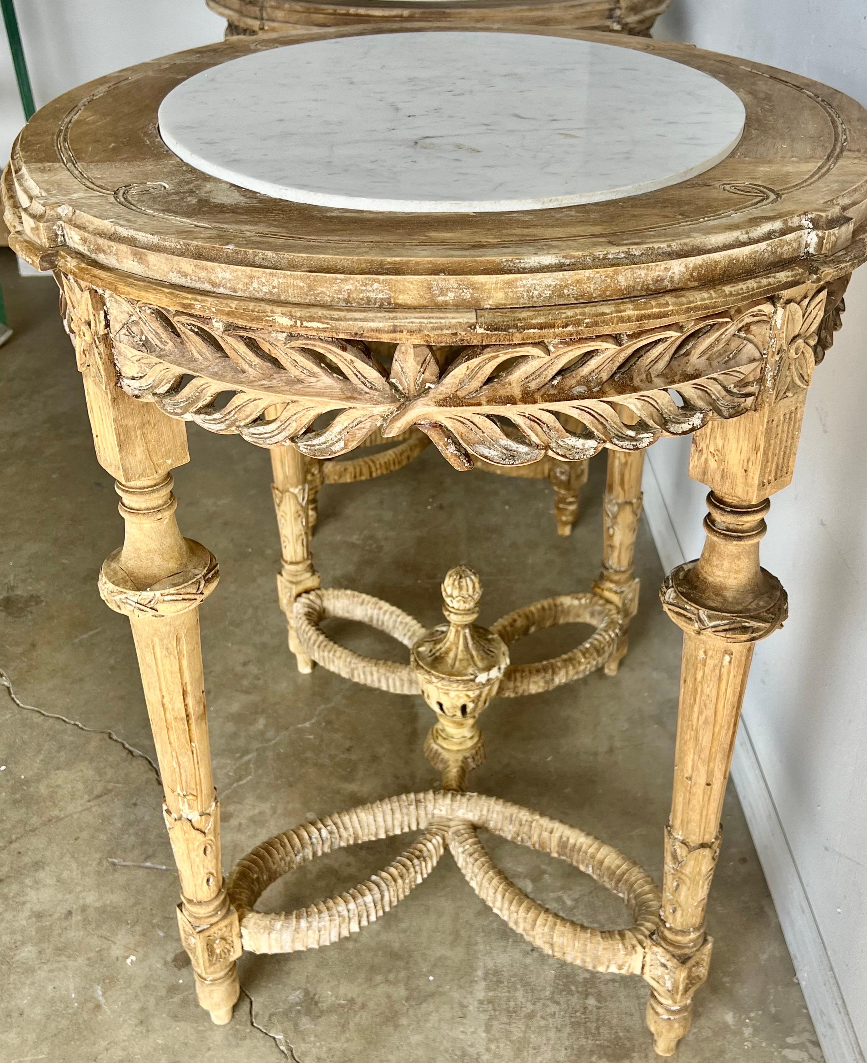 Pair of French Carved Tables w/ Marble Tops 8