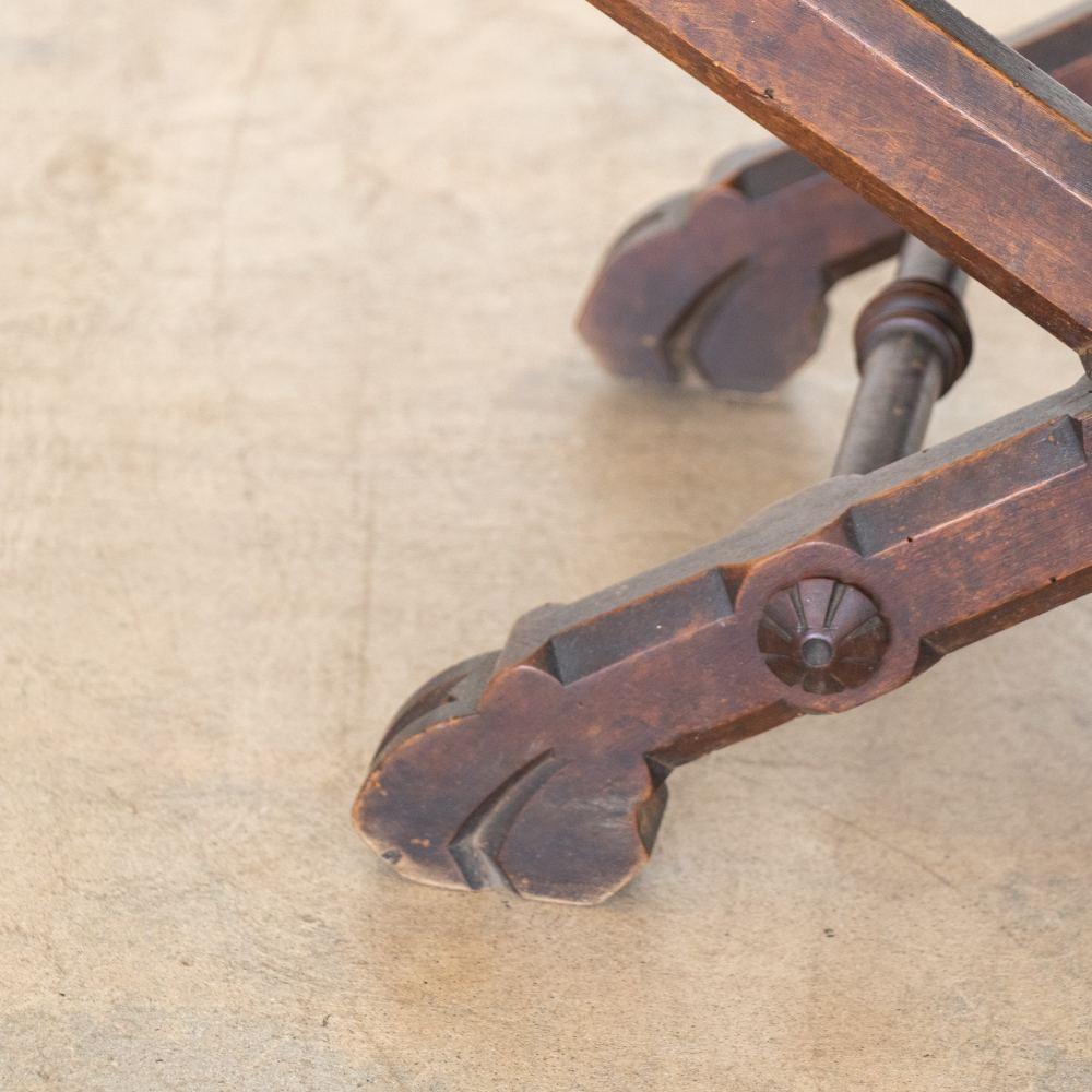 Pair of French Carved Wood and Linen Stools For Sale 10