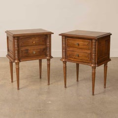 Pair of French Carved Wood Nightstands by Charles Dudouyt