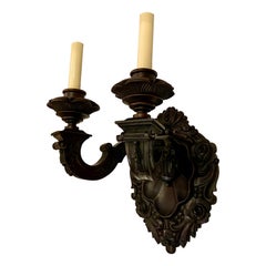 Pair of French Carved Wood Sconces