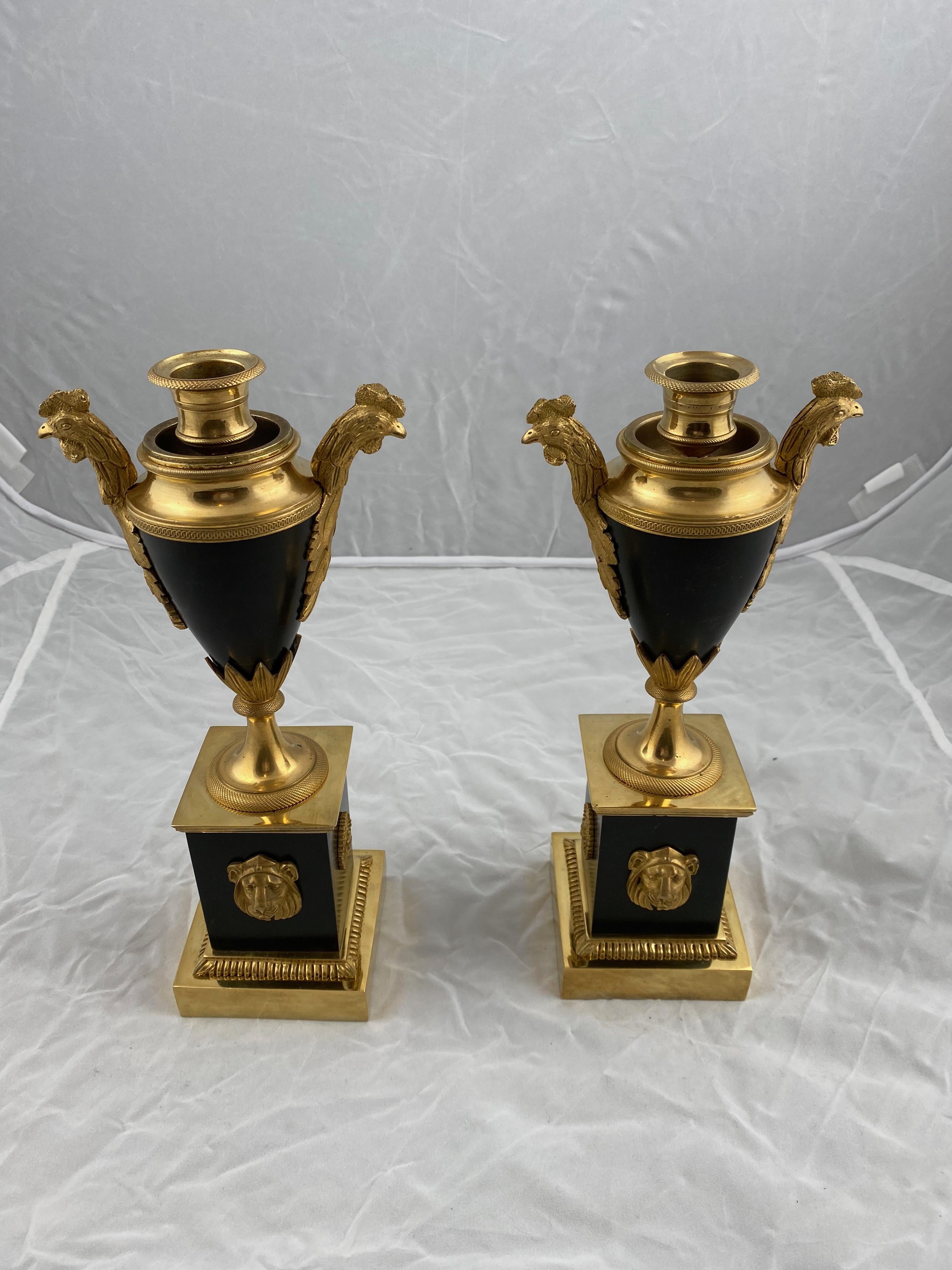 Bronze Pair of French Casolettes Made circa 1810
