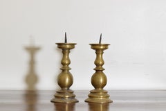 Pair of French Cast Bronze Louis XIII Period Candlesticks, 17th century
