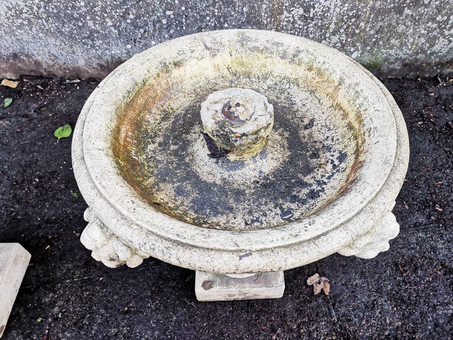Pair of French Cast Concrete Garden Fountains with Medieval Heads to the Basins For Sale 12
