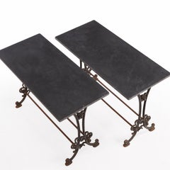 Paire de tables en fonte et en pierre, A.I.Stone., C.S.