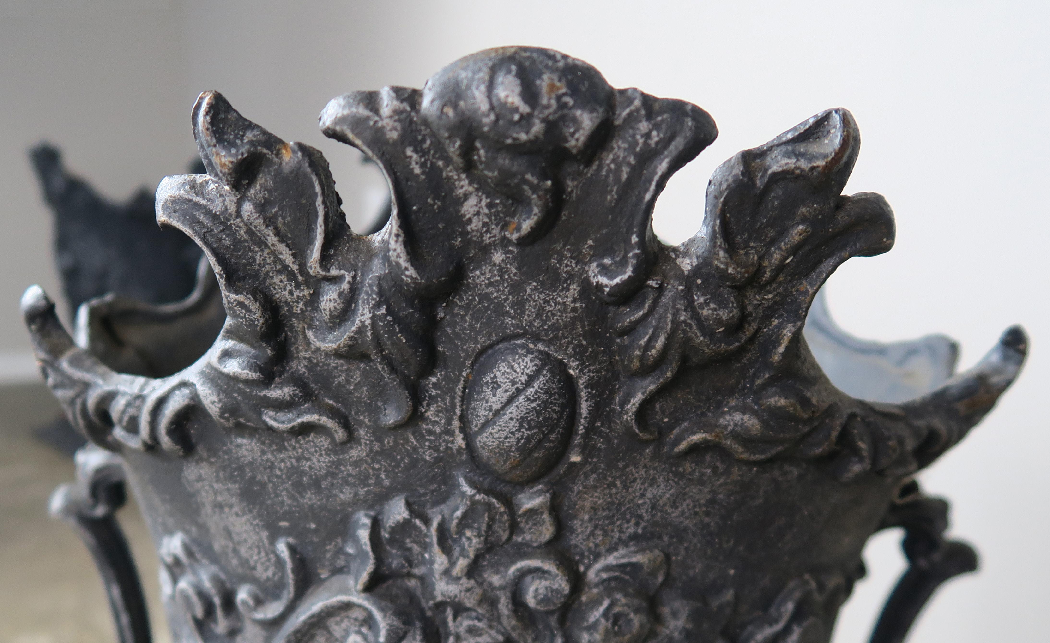 Pair of French Cast Iron Garden Planters, circa 1900 4