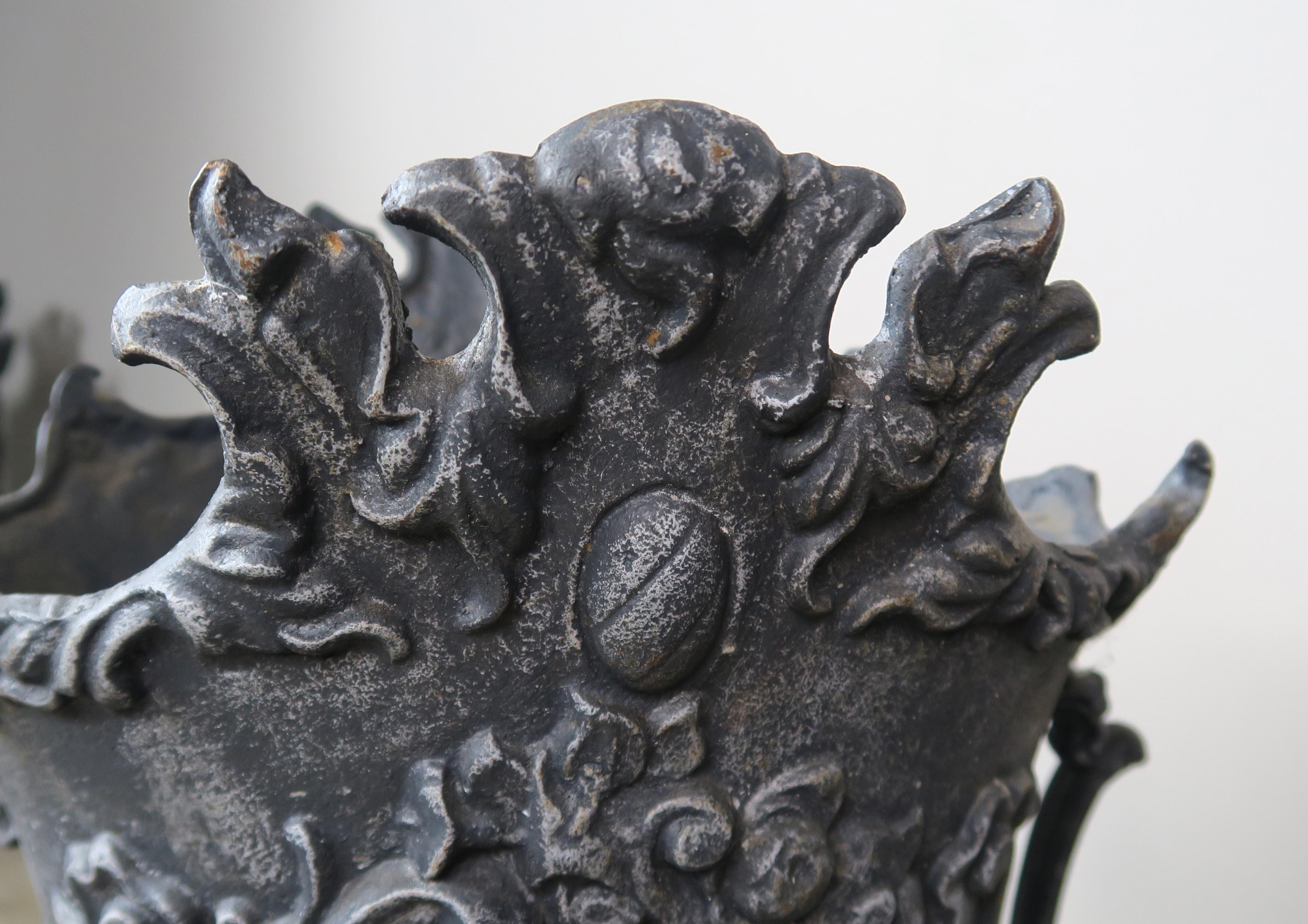 Pair of French Cast Iron Garden Planters, circa 1900 5