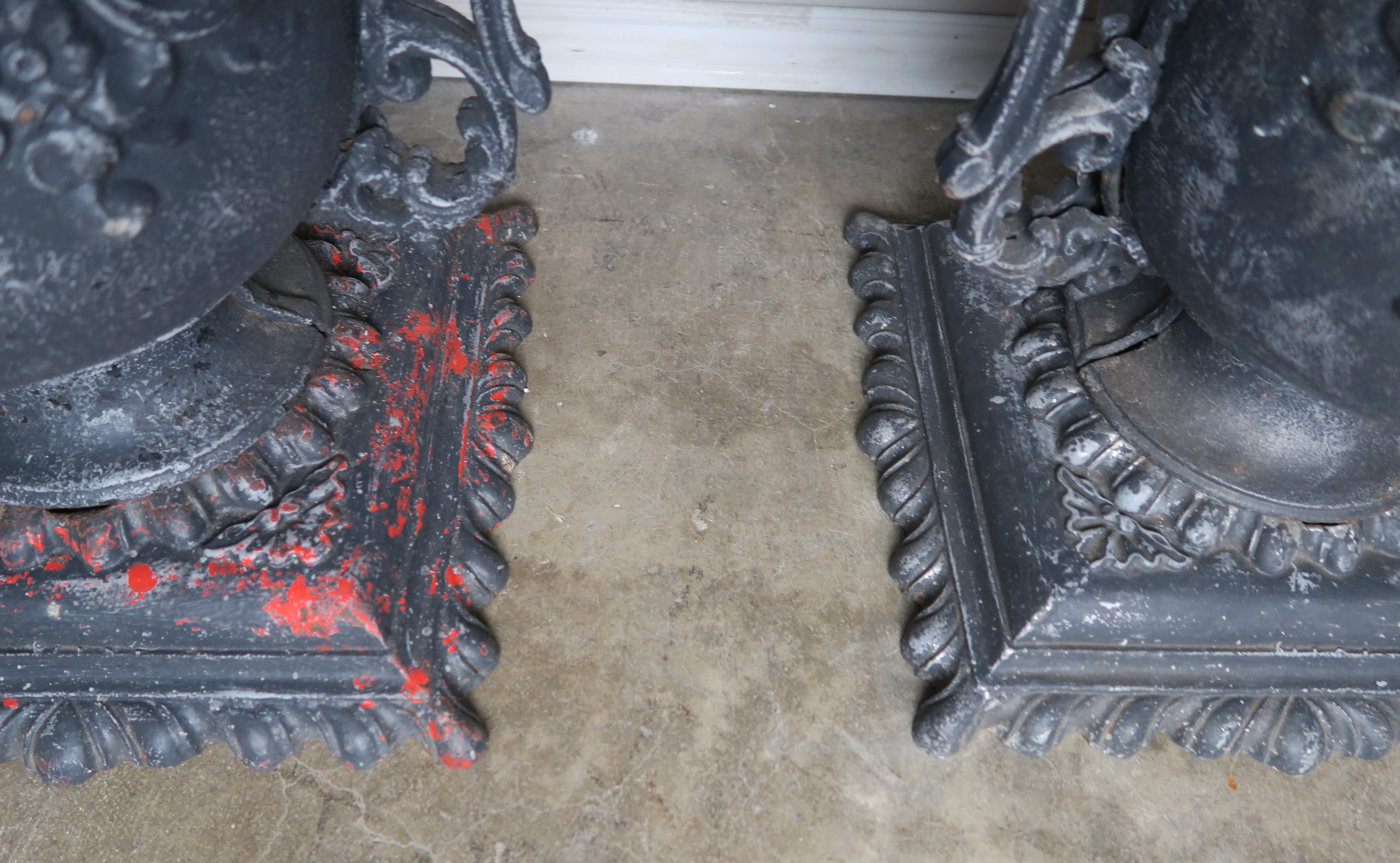 Pair of French Cast Iron Garden Planters, circa 1900 2