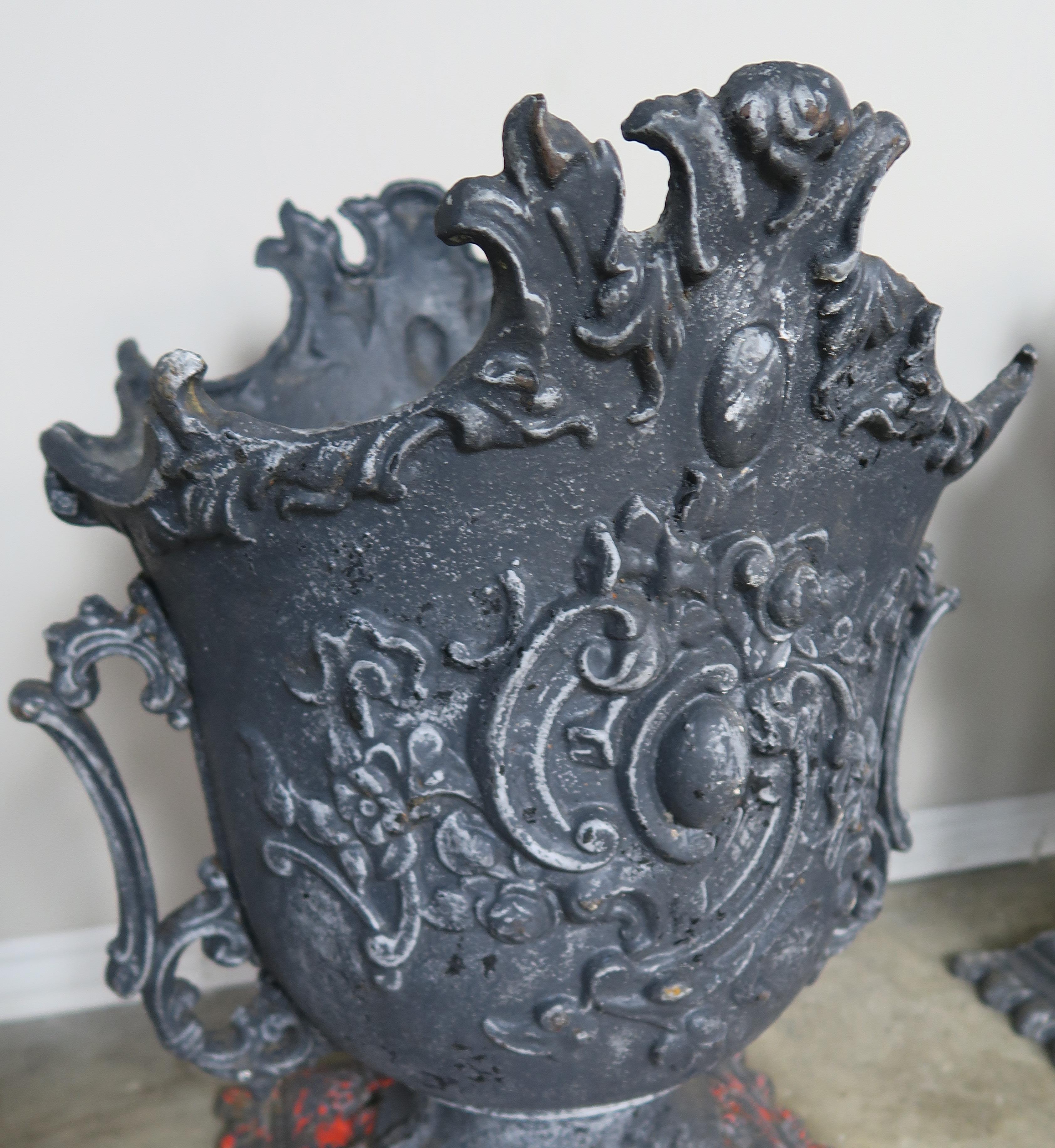 Pair of French Cast Iron Garden Planters, circa 1900 3