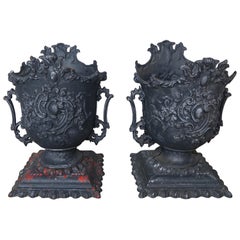 Pair of French Cast Iron Garden Planters, circa 1900