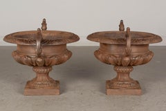 Pair of 19th Century French Cast Iron Garden Urns, Beaux Arts Style