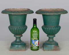 Pair of French Cast Iron Garden Urns