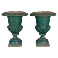 Antique Pair of French Cast Iron Garden Urns