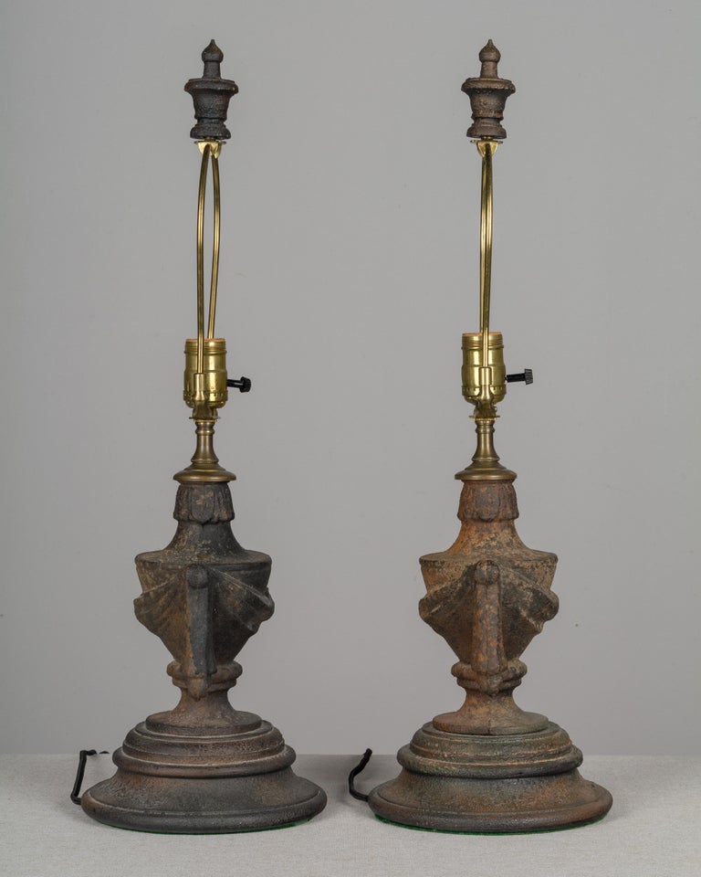 Pair of French Cast Iron Lamps at 1stDibs