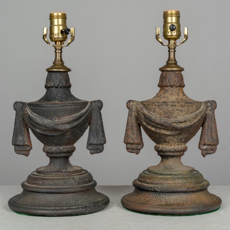 Pair of French Cast Iron Lamps at 1stDibs