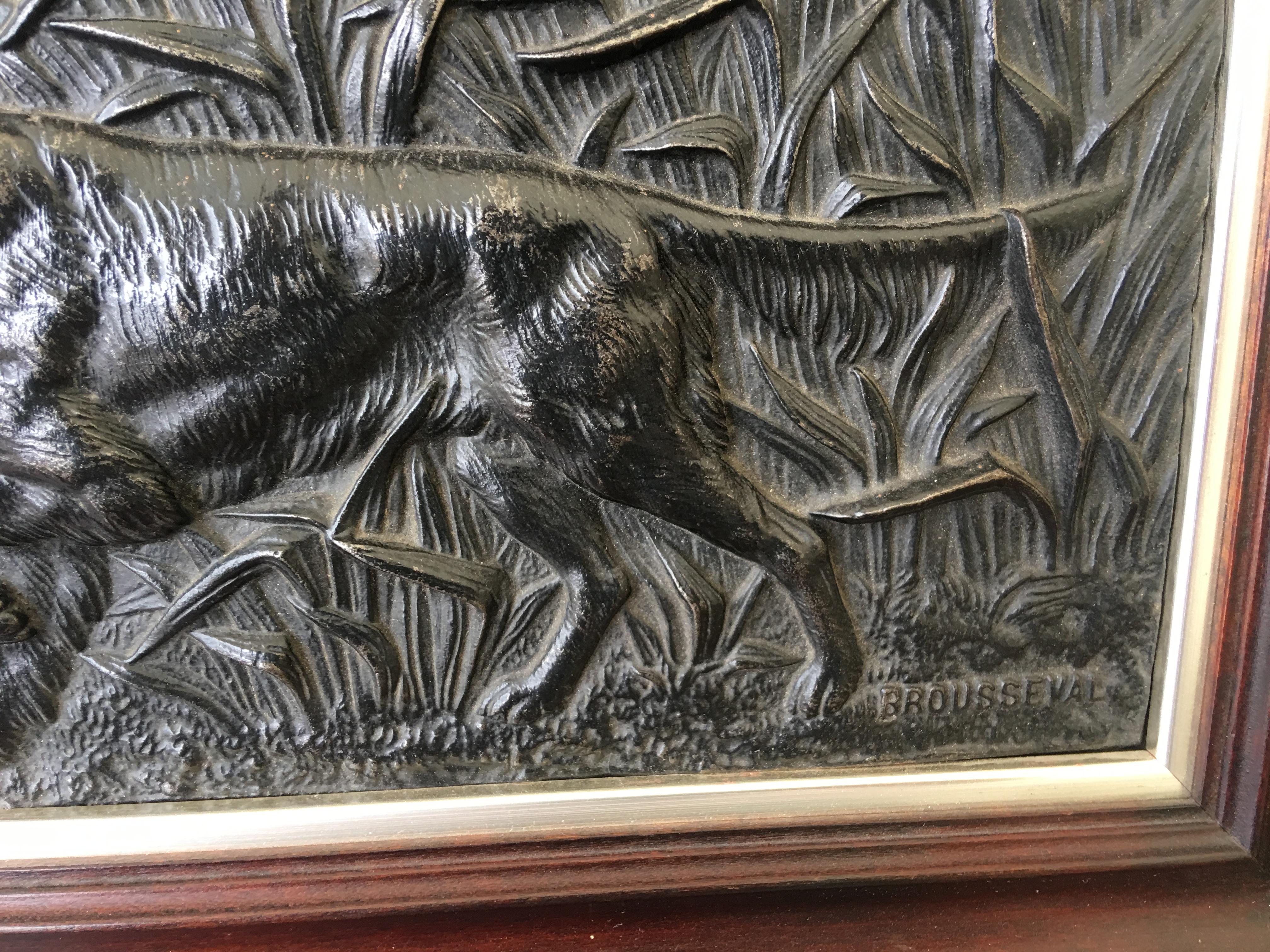 Pair of French Cast Metal Reliefs / Plaques of Hunting Dogs, circa 1910 2
