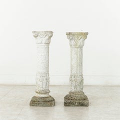 Pair of French Cast Stone Columns or Pillars from a Normandy Garden