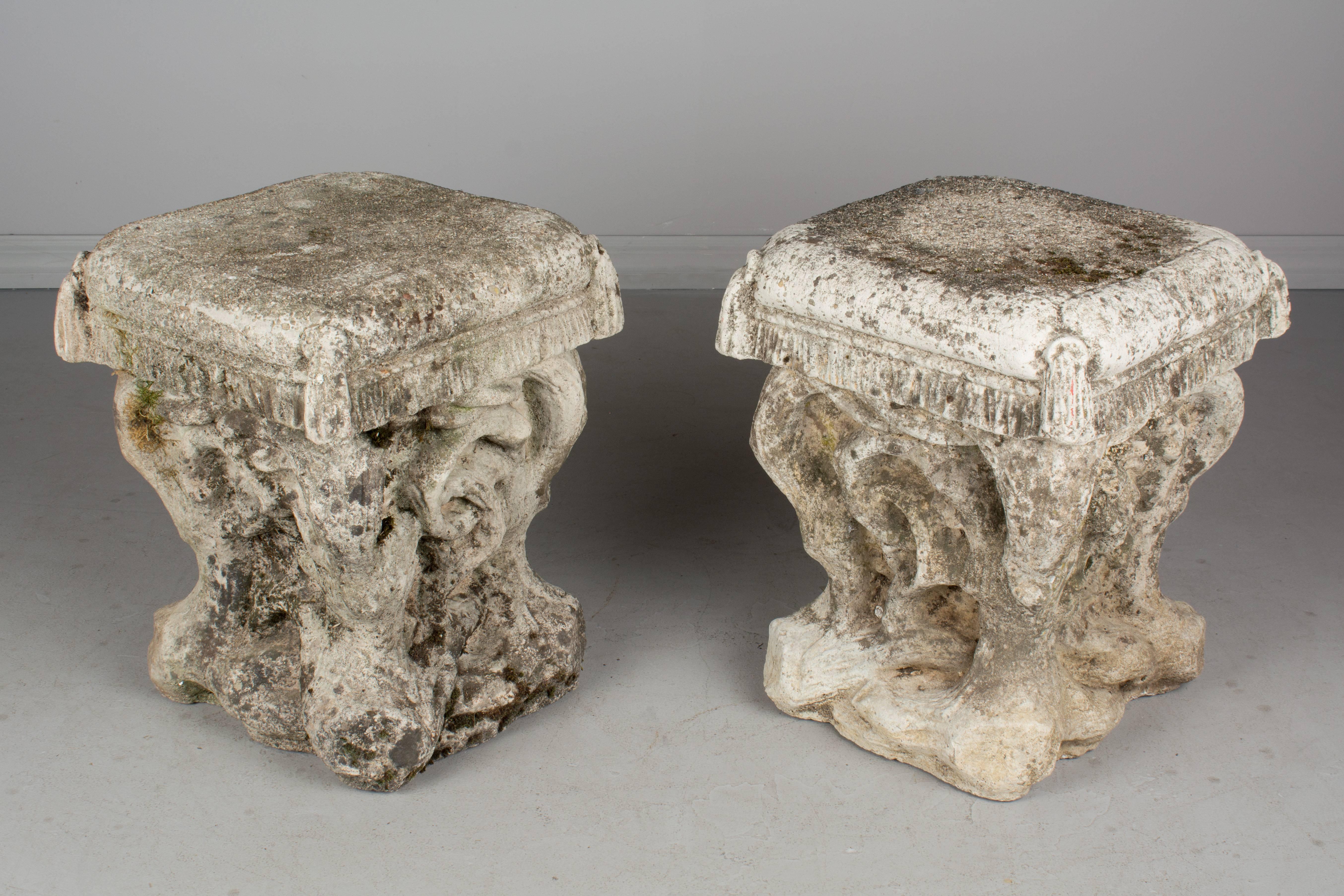Pair of French Cast Stone Garden Stools 2