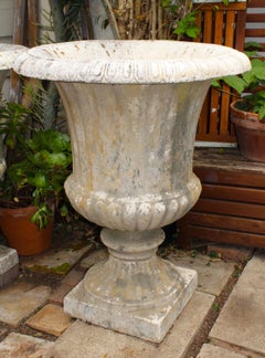 Pair of French Cast Stone Garden Urns