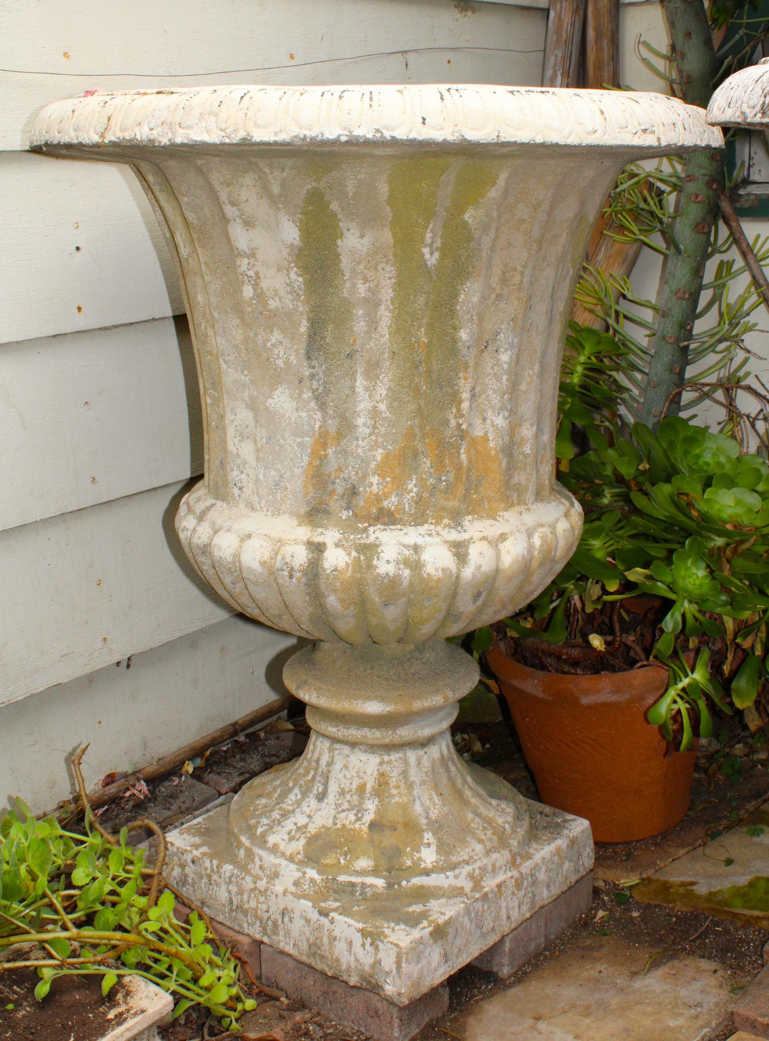 Contemporary Pair of French Cast Stone Garden Urns