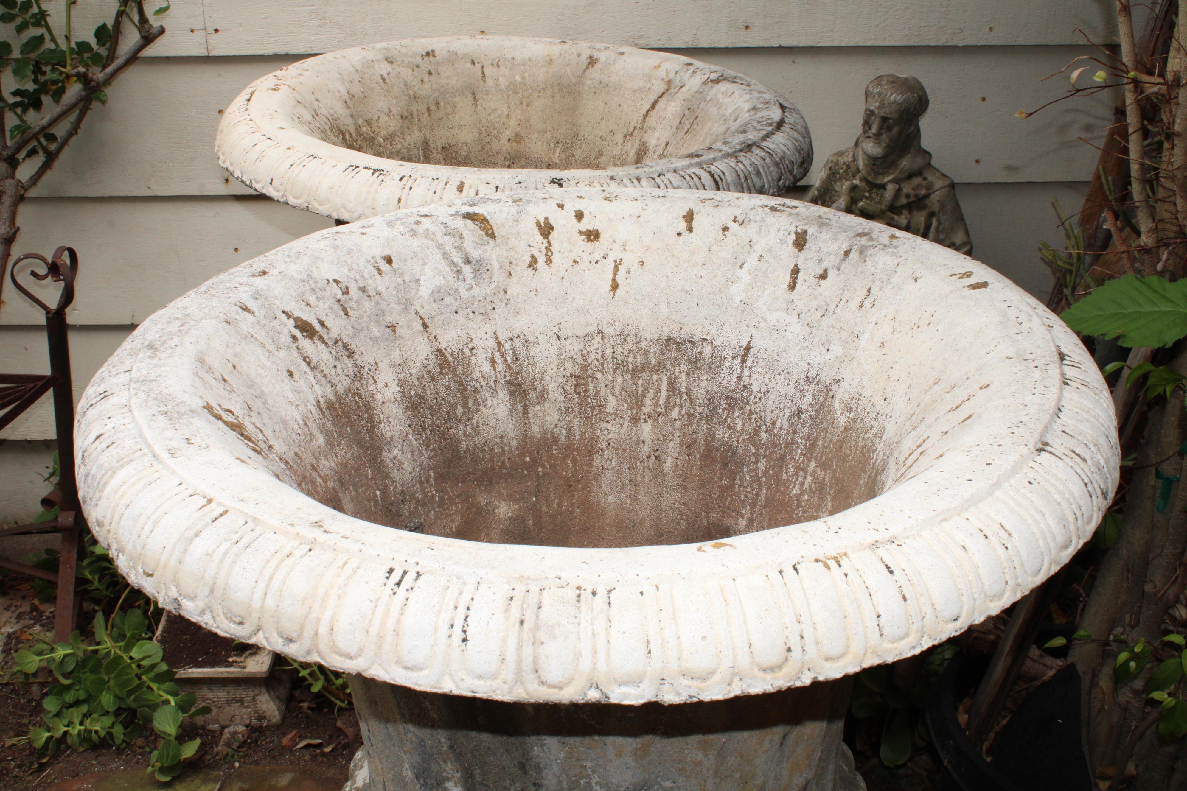 Concrete Pair of French Cast Stone Garden Urns