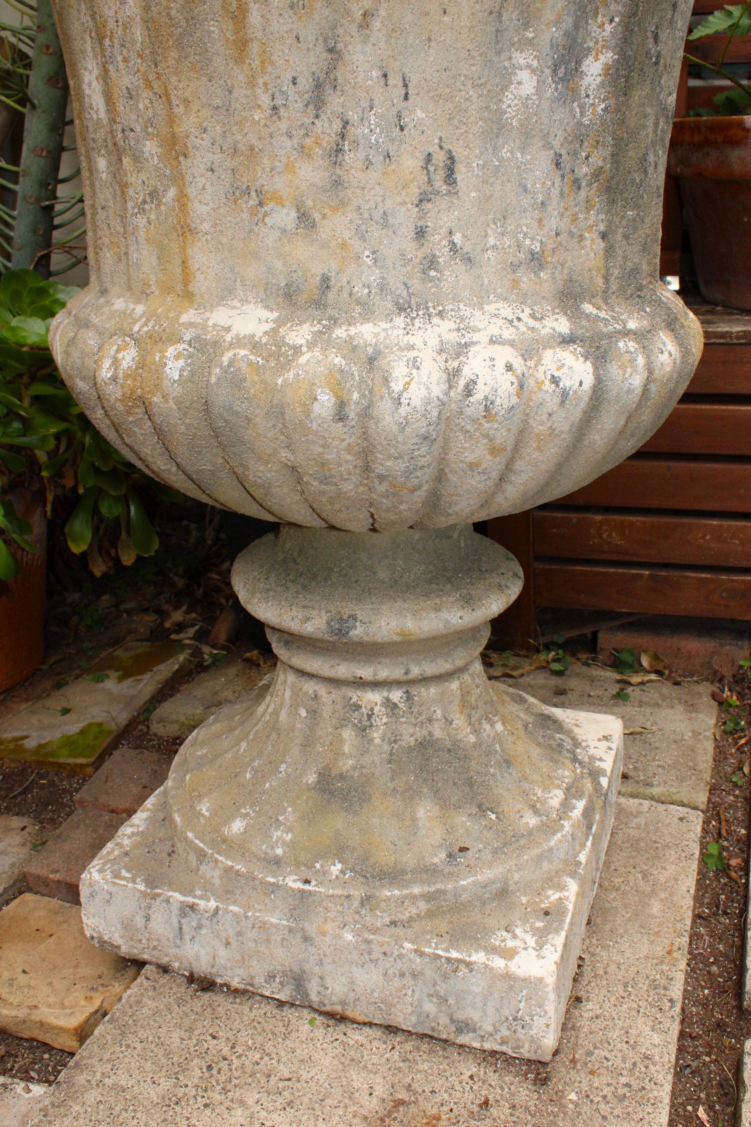 Pair of French Cast Stone Garden Urns 1