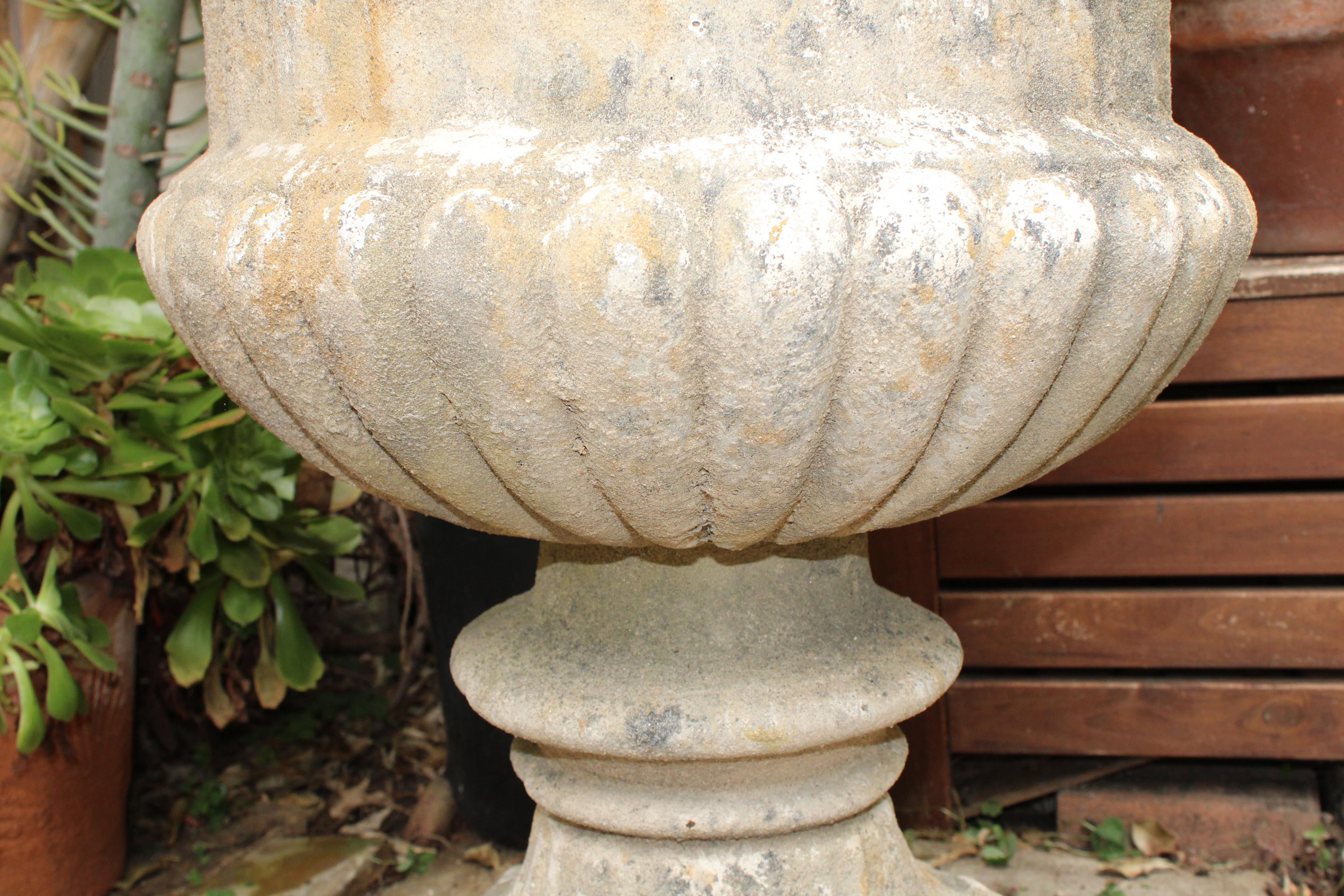 Pair of French Cast Stone Garden Urns 3