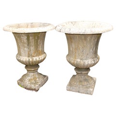 Pair of French Cast Stone Garden Urns
