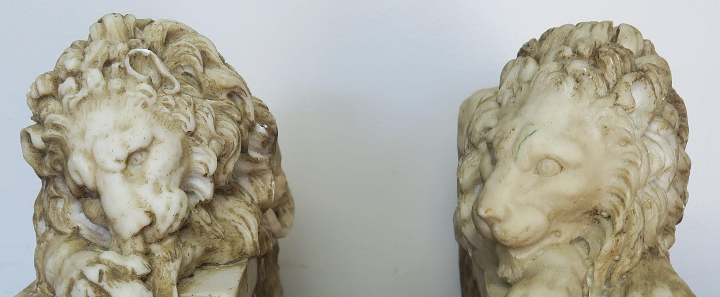 French Provincial Pair of French Cast Stone Lions, circa 1900
