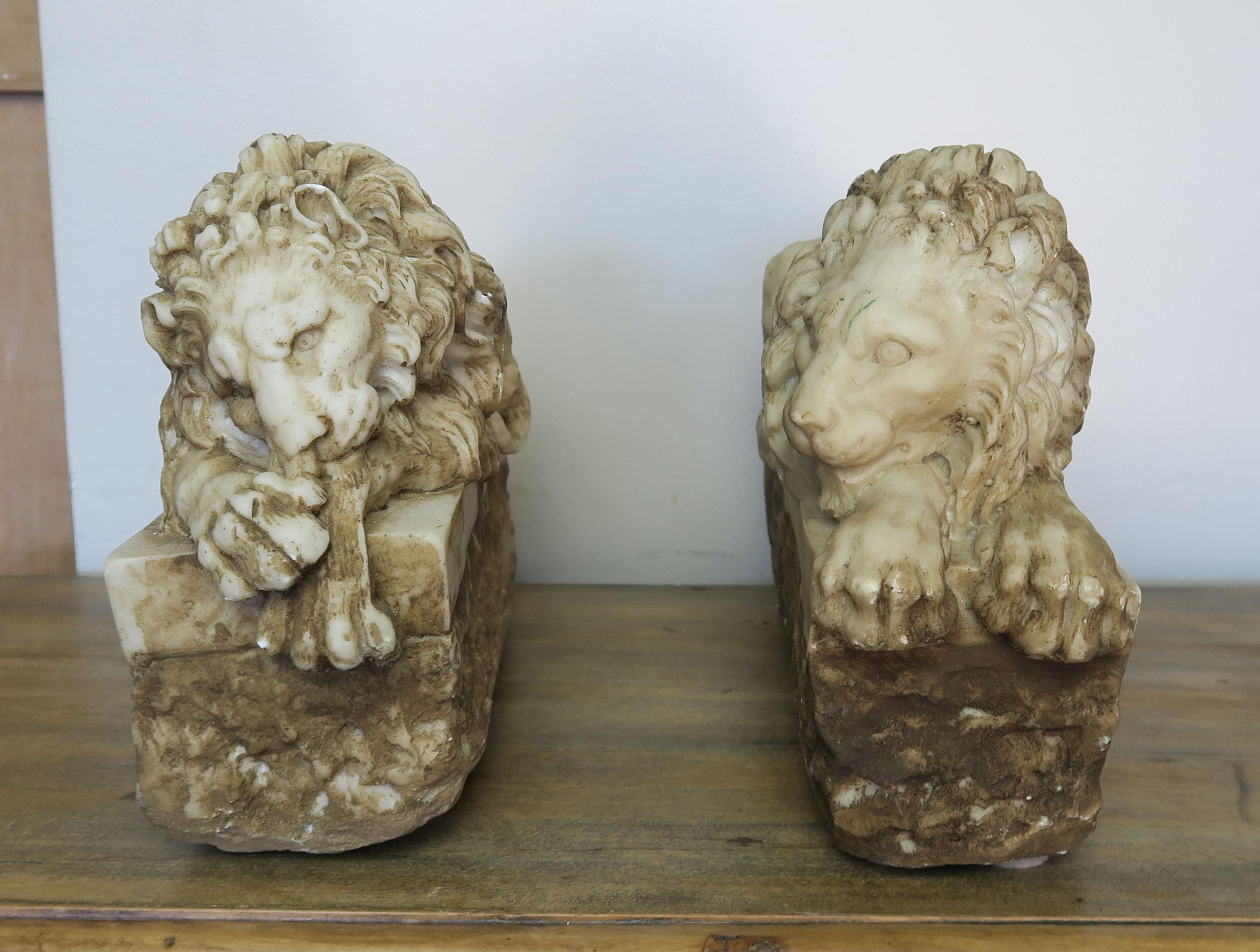 Pair of French Cast Stone Lions, circa 1900 1