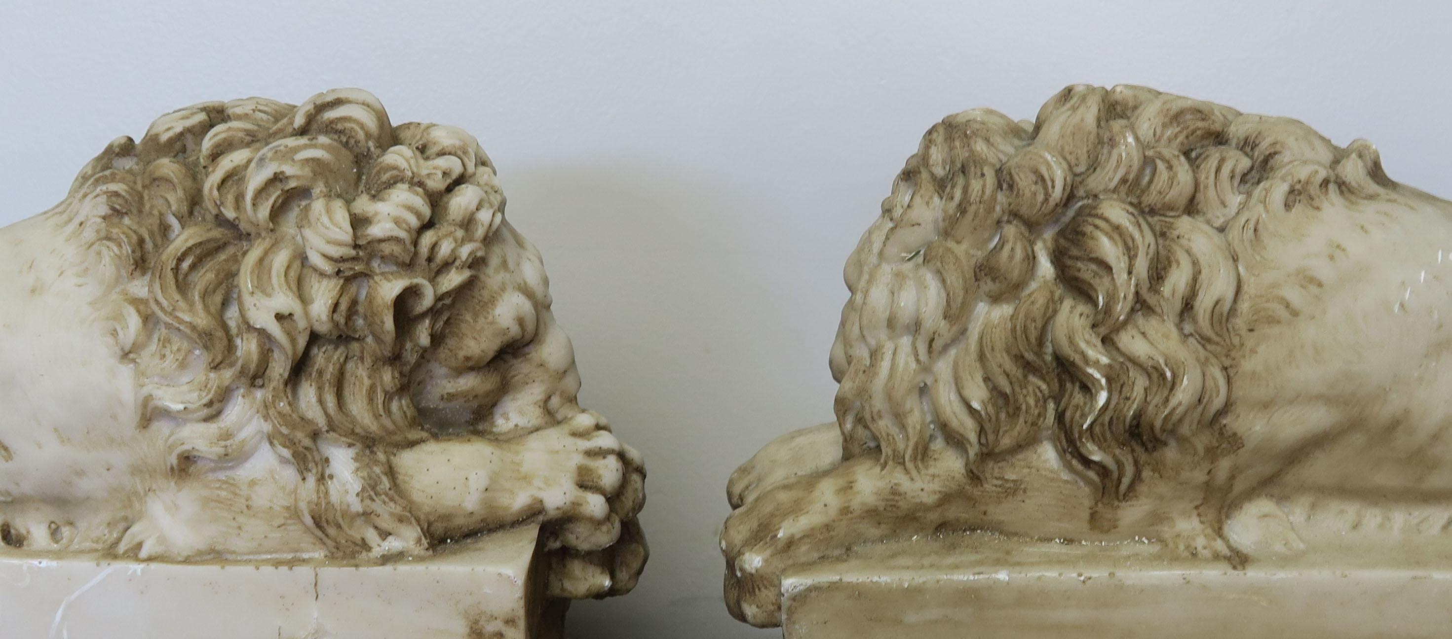 Pair of French Cast Stone Lions, circa 1900 3