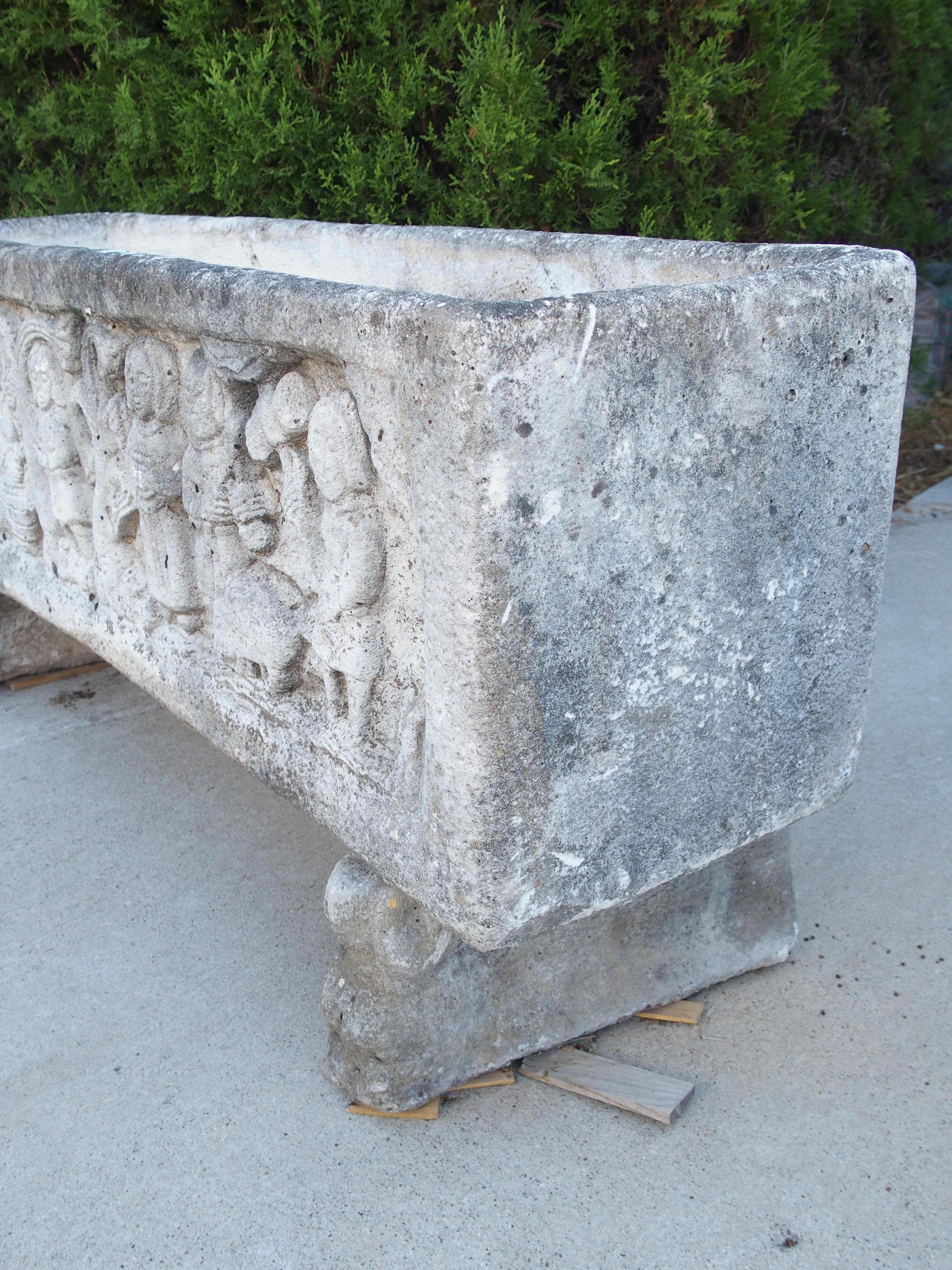 Pair of French Cast Stone Medieval Style Jardiniere Planters, Circa 1960s For Sale 6