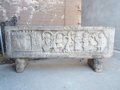 Pair of French Cast Stone Medieval Style Jardiniere Planters, Circa 1960s