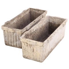 Pair of French Cast Stone Rectangular Planters by Willy Guhl, C 1970