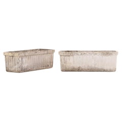 Pair of French Cast Stone Rectangular Planters by Willy Guhl, C 1970